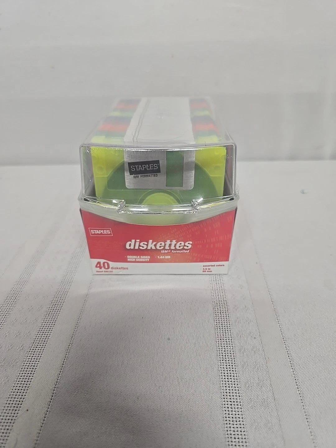 40 Neon Diskettes 3.5" ds/hd IBM formatted 1.44MB with 40 write-on labels