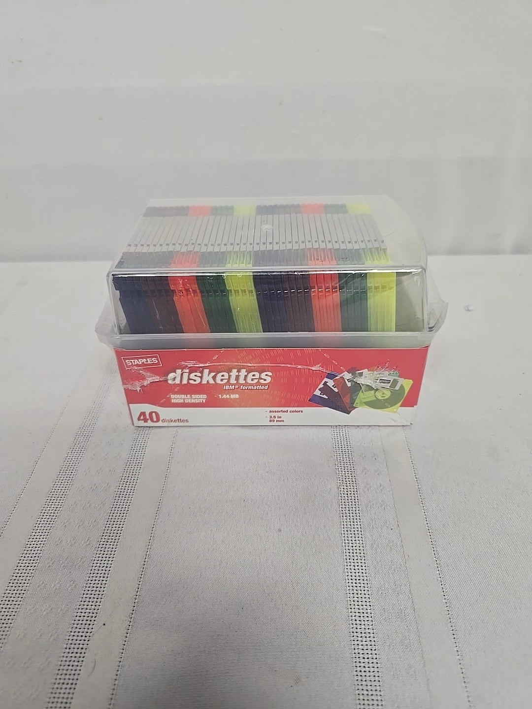 40 Neon Diskettes 3.5" ds/hd IBM formatted 1.44MB with 40 write-on labels