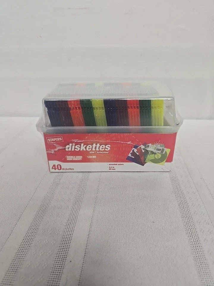 40 Neon Diskettes 3.5" ds/hd IBM formatted 1.44MB with 40 write-on labels